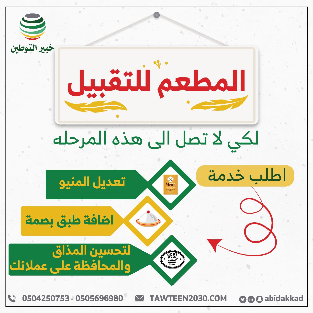 المطعم للتقبيل لكي لا تصل الى هذه المرحلة أطلب الخدمة